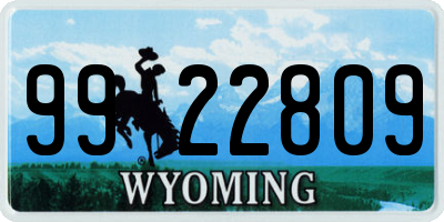 WY license plate 9922809