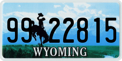 WY license plate 9922815