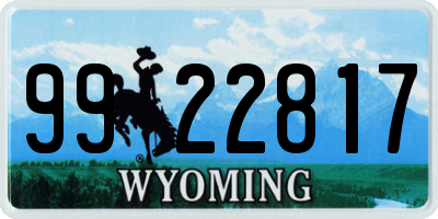 WY license plate 9922817