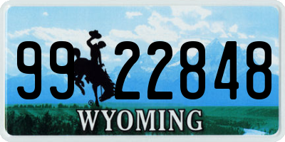 WY license plate 9922848