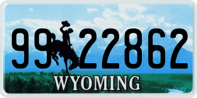 WY license plate 9922862