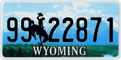 WY license plate 9922871