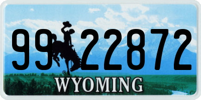 WY license plate 9922872