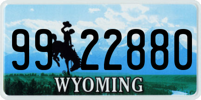 WY license plate 9922880