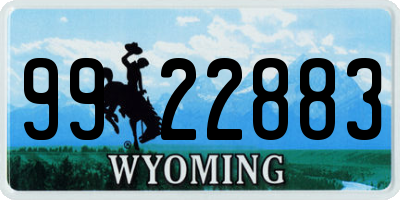 WY license plate 9922883