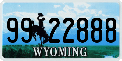 WY license plate 9922888