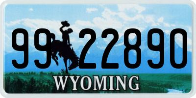 WY license plate 9922890