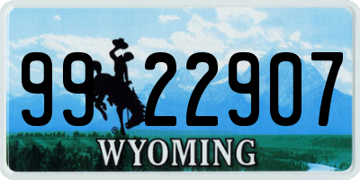 WY license plate 9922907