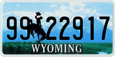 WY license plate 9922917