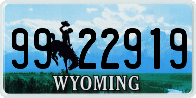 WY license plate 9922919