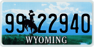WY license plate 9922940