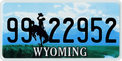 WY license plate 9922952