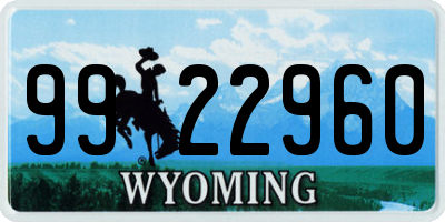 WY license plate 9922960