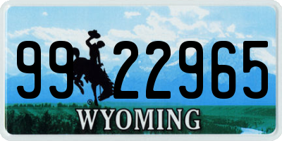 WY license plate 9922965