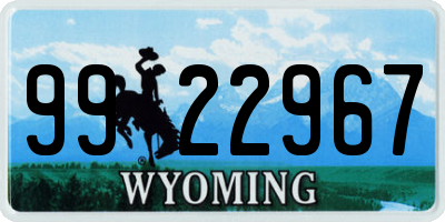 WY license plate 9922967
