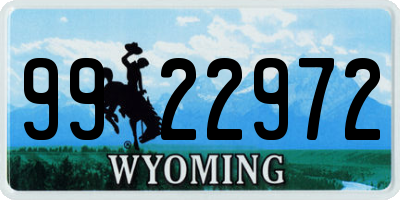 WY license plate 9922972