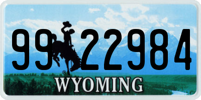 WY license plate 9922984