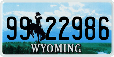 WY license plate 9922986