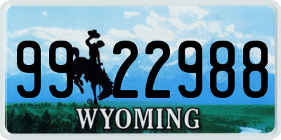 WY license plate 9922988