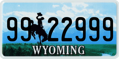 WY license plate 9922999