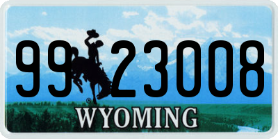 WY license plate 9923008