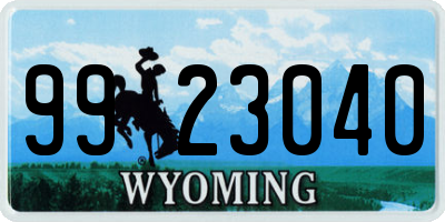 WY license plate 9923040