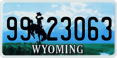 WY license plate 9923063
