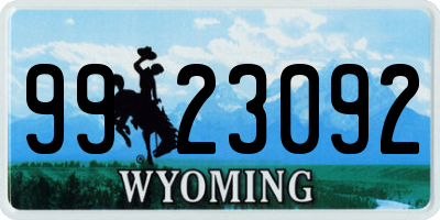 WY license plate 9923092
