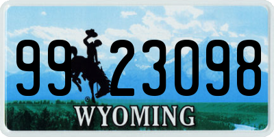 WY license plate 9923098