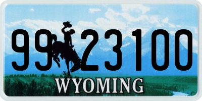 WY license plate 9923100