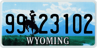 WY license plate 9923102