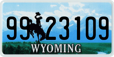 WY license plate 9923109
