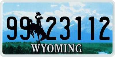 WY license plate 9923112