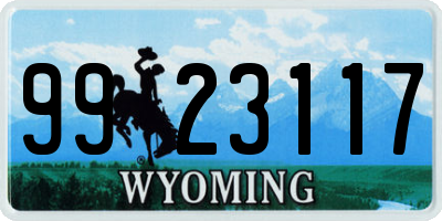 WY license plate 9923117