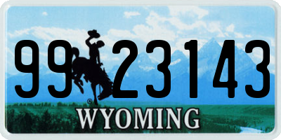WY license plate 9923143