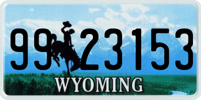WY license plate 9923153