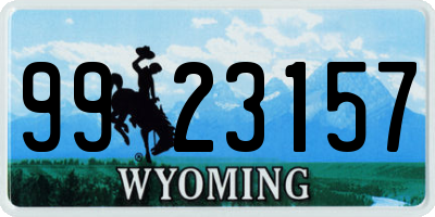 WY license plate 9923157