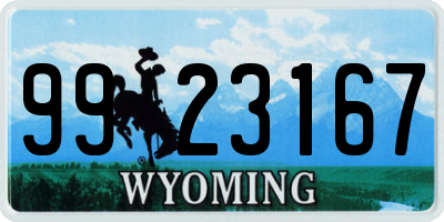 WY license plate 9923167