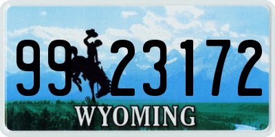 WY license plate 9923172