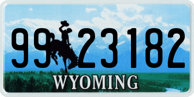 WY license plate 9923182