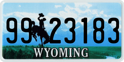WY license plate 9923183