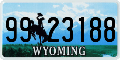 WY license plate 9923188