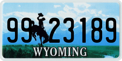 WY license plate 9923189