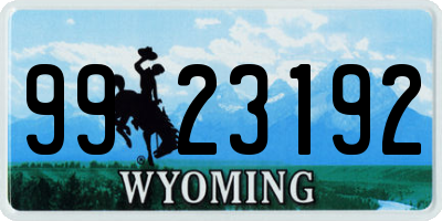 WY license plate 9923192