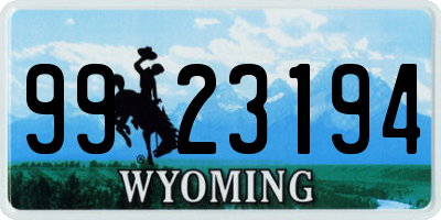 WY license plate 9923194