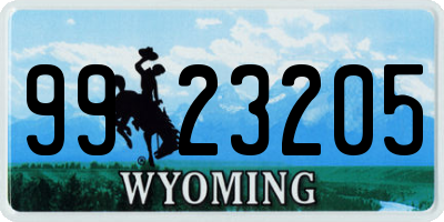 WY license plate 9923205