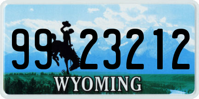 WY license plate 9923212