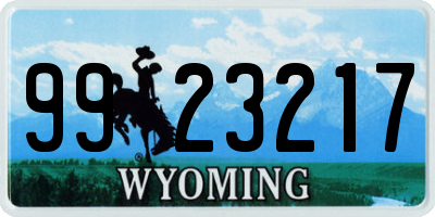 WY license plate 9923217