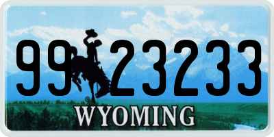 WY license plate 9923233