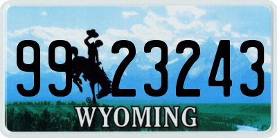 WY license plate 9923243